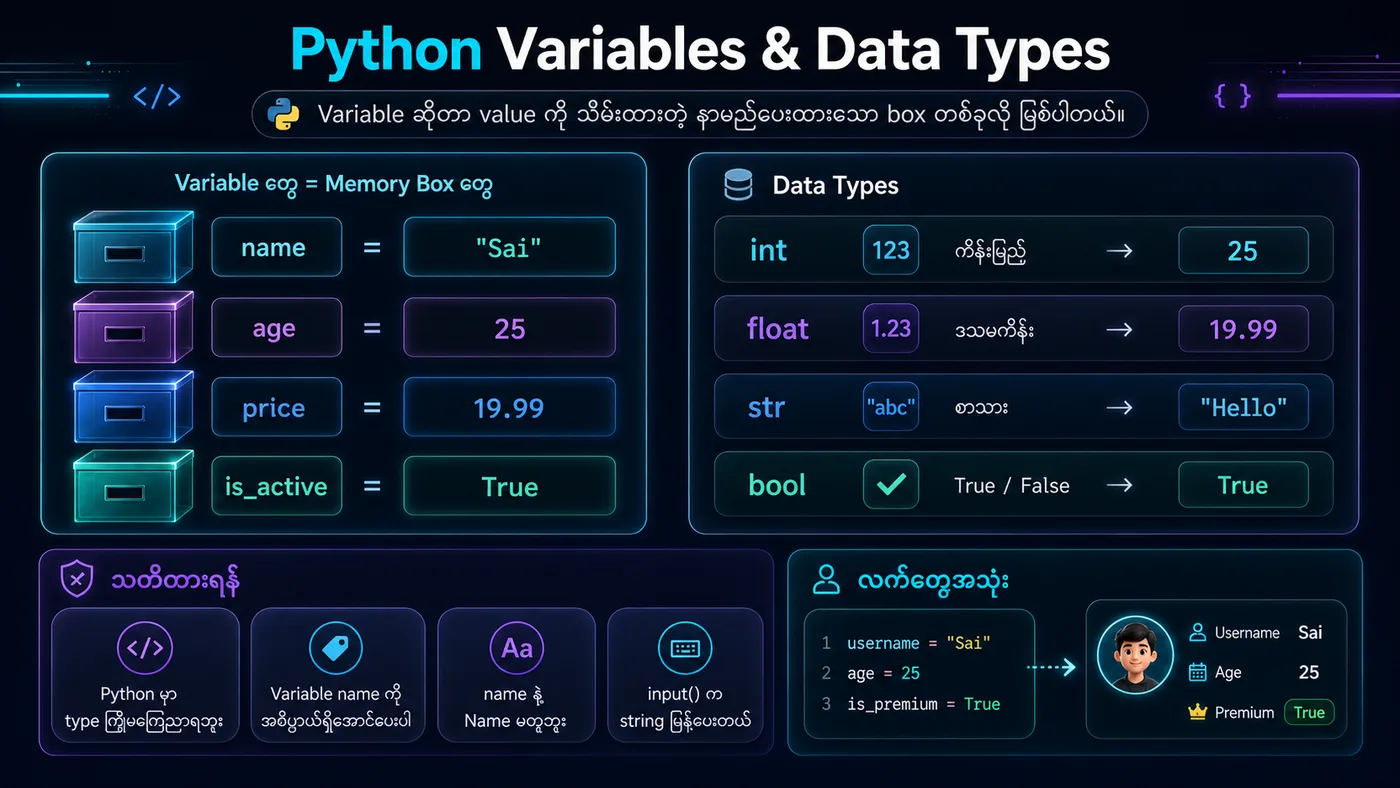 Variables & Data Types Visual Guide